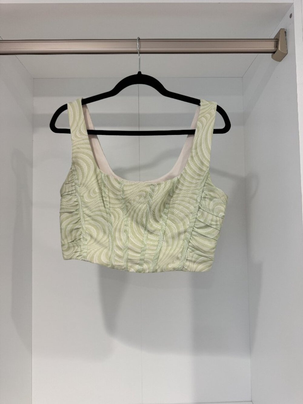 Abbeline Green Swirl Print Corset Crop Top